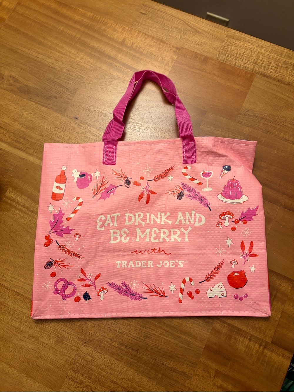 Trader Joe’s “Eat Drink and Be Merry” Small Holiday Tote